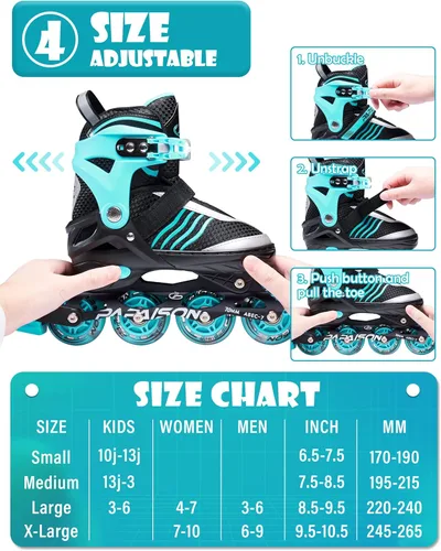 Miniatura 2 de PAPAISON Patines en línea ajustables para niños, patines para niños de 4 a 16 años, patines en línea para niñas de 5 a 8 años y de 8 a 12 años