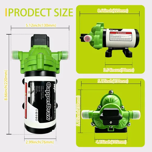 Miniatura 5 de Bomba de agua de diafragma autocebante de 110 V CA, 4.0 GPM, 50 PSI, elevación de succión de 10 pies, cabezal máximo de 100 pies, interruptor