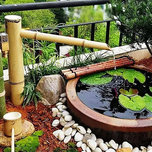 Miniatura 3 de Fuente de agua al aire libre con energía solar, Fuente Zen interior o exterior, Fuente de agua de bambú con bomba, Panel solar 6w, Filtro de agua