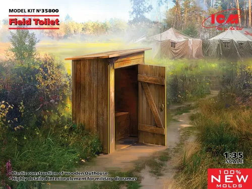 Miniatura 2 de ICM Kit de modelo de plástico (35800) - Figura de plástico modelo WC (inodoro de campo), escala 1:35, Gris