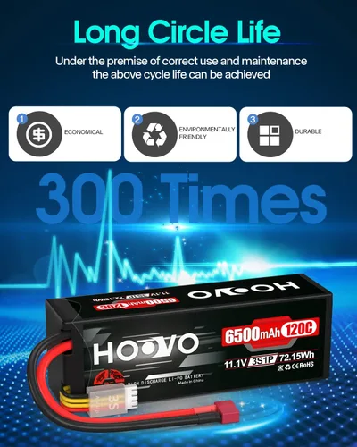Miniatura 6 de HOOVO 3S Lipo Battery 11.1V 6500mAh 120C Estuche rígido con Deans T Plug para vehículos RC, camión de automóvil RC, cuadricóptero RC, helicóptero