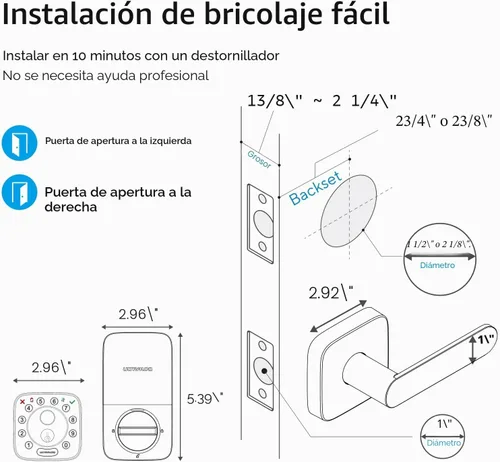 Miniatura 9 de ULTRALOQ Bolt - Cerraduras inteligentes WiFi para puerta delantera con sensor de puerta, funciona con Apple Home, Alexa, Google