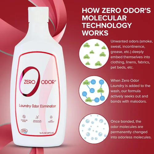 Miniatura 4 de Zero Odor – Eliminador de olores para lavandería – Elimina permanentemente el olor de la ropa – Tecnología molecular patentada. Ideal para ropa