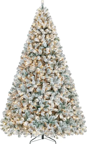 Miniatura 15 de Yaheetech Árbol de Navidad artificial preiluminado de 4.5 pies con luces incandescentes de color blanco cálido, árbol de Navidad con 340 puntas
