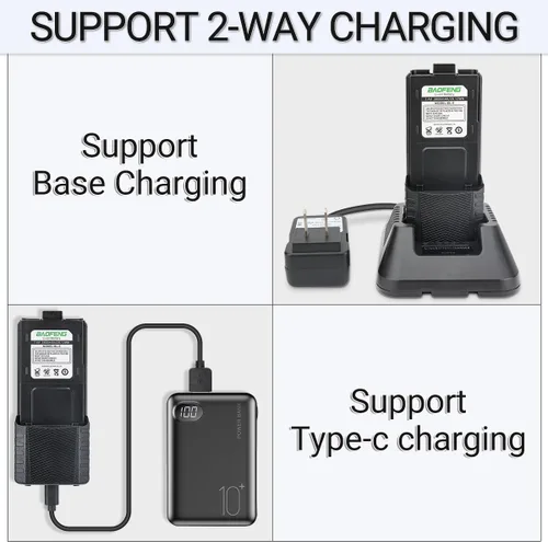 Miniatura 5 de BAOFENG Batería UV-5R BL-5 3800mAh USB-C de carga extendida de alta capacidad para radios UV5R BF-F8HP serie UV-5R con cable de carga tipo C