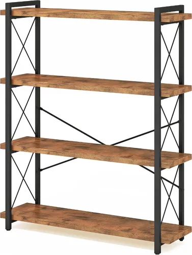 Miniatura 18 de HCHQHS Estantería Pequeña, Estantería Industrial Ajustable de 3 Niveles, Estantería Abierta Rústica, Estanterías Horizontales de Madera y Metal
