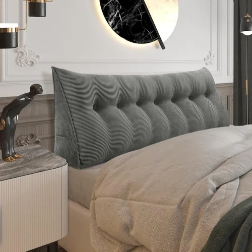 Miniatura 17 de Almohada de cabecera gruesa totalmente rellena individual XL, cabecero acolchado de dormitorio, soporte suave y firme, cojín grande triangular, Azul