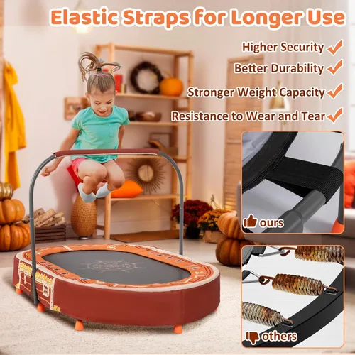 Miniatura 5 de Indoor Trampoline, 55" Foldable Trampoline with Handle, Oval Trampoline for Kids, Play Rebounder, Kids Trampoline Indoor, Gift for Girls Age 3+