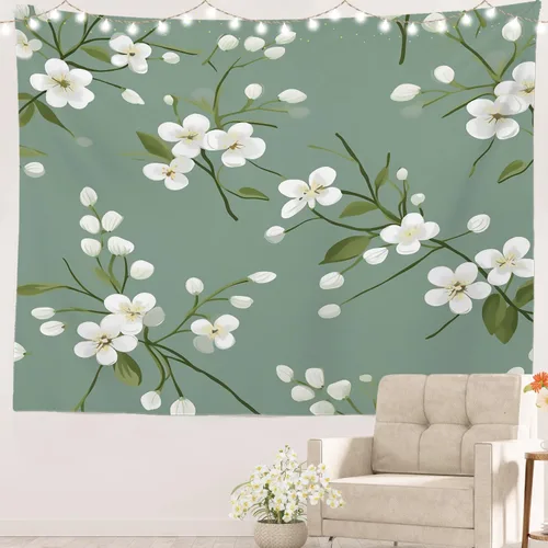 Miniatura 105 de Batmerry Tapiz azul y blanco, tapiz abstracto de pintura azul, negro, gris y blanco, para sala de estar, dormitorio, pared, decorativo, 51.2 x 59.1