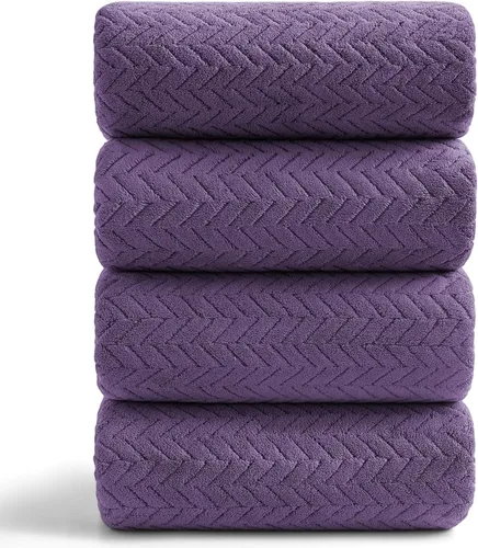 Miniatura 24 de Ferdilan - Juego de 4 toallas de baño grandes de 35 x 70 pulgadas, 600 GSM, ultra suaves y absorbentes, para silla de baño, color negro, toallas