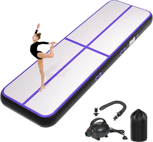 Miniatura 21 de Colchoneta inflable de gimnasia de 6, 10, 13, 16, 20 pies, 4/8 pulgadas de grosor, con bomba de aire eléctrica para uso doméstico, entrenamiento