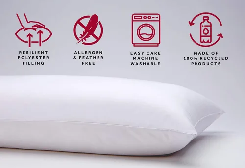 Miniatura 2 de Marriott Hotel Down Alternative Eco Pillow – Almohadas de hotel de lujo con relleno 100% reciclado – Almohada alternativa de plumón para dormir