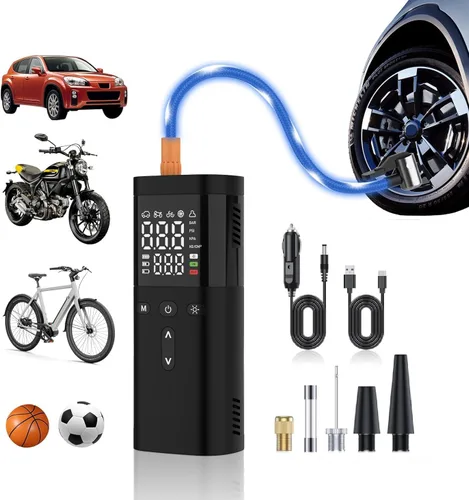 Inflador de neumáticos, compresor de aire portátil, bomba de aire de 25000 mAh y 150 PSI para neumáticos de automóvil, bomba de aire portátil 5