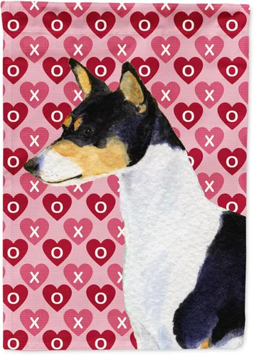 Miniatura 269 de Caroline's Treasures SS4484GF Bandera de jardín con diseño de bulldog inglés y corazones para el Día de San Valentín, bandera decorativa para patio