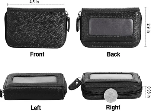 Miniatura 2 de MaxGear Credit Card Wallet with Zipper Genuine Leather Credit Card Holder with RFID Blocking Small Accordion Wallet