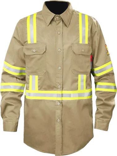 Miniatura 15 de SKSAFETY Camisas FR de 7 oz para hombres, Camisa de Soldadura Hi Vis Resistente a las Llamas 100% Algodón Retardante de Fuego Camisa de Manga Larga
