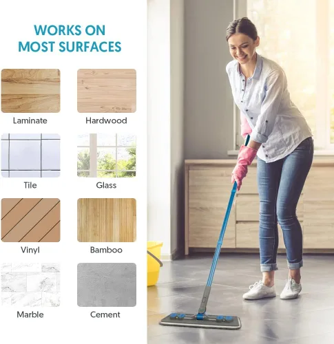 Miniatura 5 de Trapeador de microfibra para limpiar suelos, mopa plana para azulejos de vinilo de madera laminada, uso húmedo y seco para limpieza de paredes