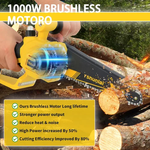 Miniatura 2 de Mini motosierra inalámbrica de 8 pulgadas y 6 pulgadas, motosierra de mano con batería pequeña con 2 baterías de 4000 mAh, motosierra eléctrica sin