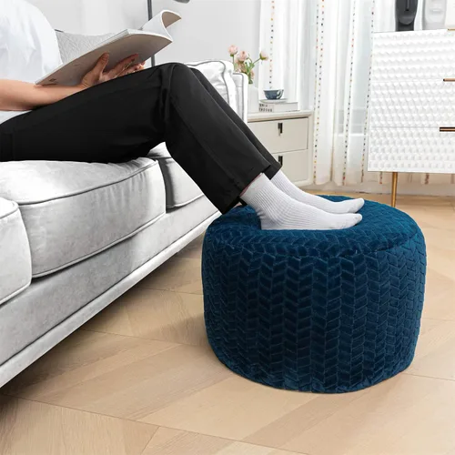 Miniatura 7 de Asuprui Puf Otomano Redondo Sin Relleno Puf Otomano Sin Relleno Reposapiés de Piel Sintética Suave 20x20x12 Pulgadas Silla Mullida Puf de Suelo