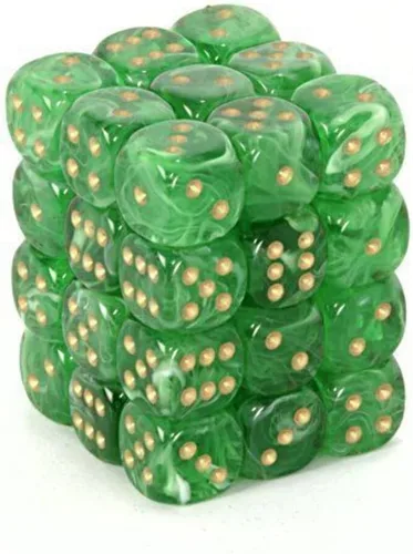 DND - Juego de dados Chessex D&D de 0.472 in, juego de dados poliédricos de plástico verde y dorado, dados de mazmorras y dragones, incluye 36 dados