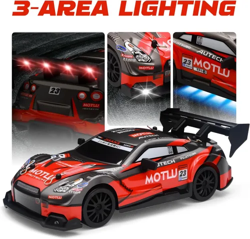 Miniatura 4 de Coche de Deriva RC, Vehículo de Control Remoto a Escala 1:24 para Niños, 2.4GHz 20KM/H 4WD Autos RC de Alta Velocidad con Luz LED, Dos