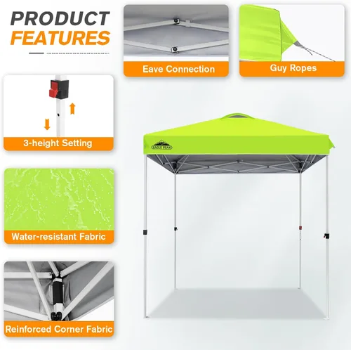 Miniatura 174 de EAGLE PEAK Tienda de campaña desplegable con bolsa de transporte con ruedas, 8 estacas, 4 cuerdas, 4 bolsas de peso, toldo de tienda de campaña