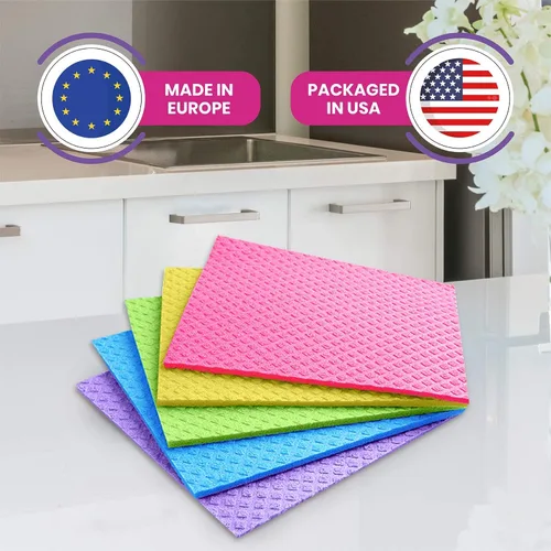 Miniatura 2 de Paños de cocina suecos – Toallas de cocina reutilizables ecológicas – Paquete de 10 paños de limpieza para platos, encimeras y superficies – Surtido