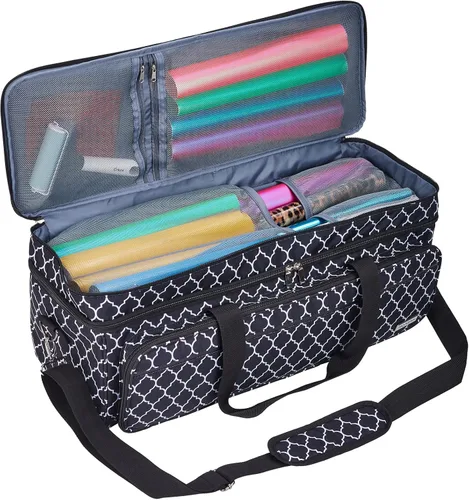 Miniatura 3 de Estuche de transporte de doble capa con bolsillo para tapete para Cricut Maker 4, Explore 4, múltiples compartimentos frontales grandes
