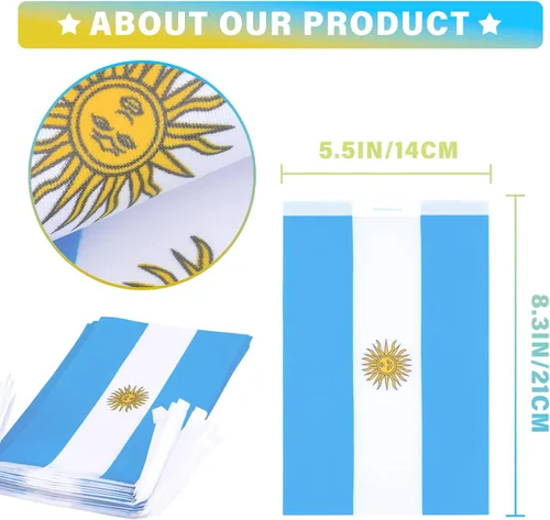 Miniatura 3 de Bandera de cuerda argentina en pendón, pequeña mini bandera argentina en guirnalda, decoración nacional del país para escuela, fiesta, eventos