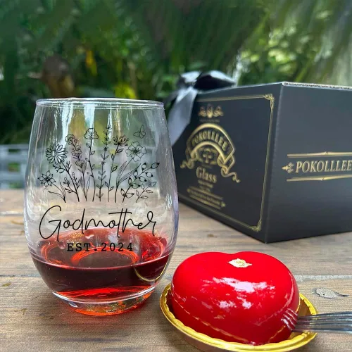 Miniatura 4 de EST 2026 - Regalos de copa de vino para madrina para mujeres, regalo de madrina por primera vez, regalo de anuncio de embarazo, regalos de bautismo
