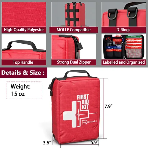 Miniatura 3 de Pequeños botiquines de primeros auxilios, botiquín de primeros auxilios de viaje con compartimentos etiquetados, sistema Molle, kit médico compacto
