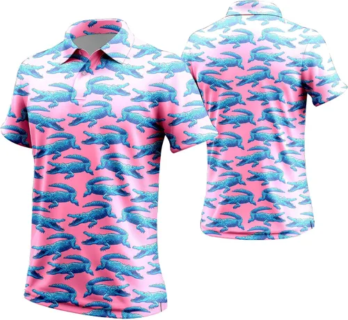 Miniatura 23 de Camisa de golf de los años 80 para hombre, ajuste seco, manga corta, estampada, divertidas, camisas de golf de los años 90 para hombre