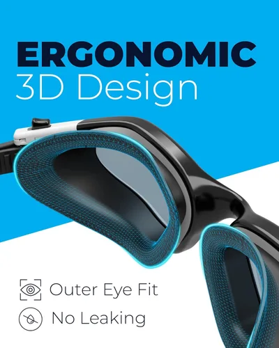 Miniatura 6 de AqtivAqua DX - Gafas de natación con visión amplia para adultos, hombres y mujeres, antiempañamiento y sin fugas Gafas azules + funda azul