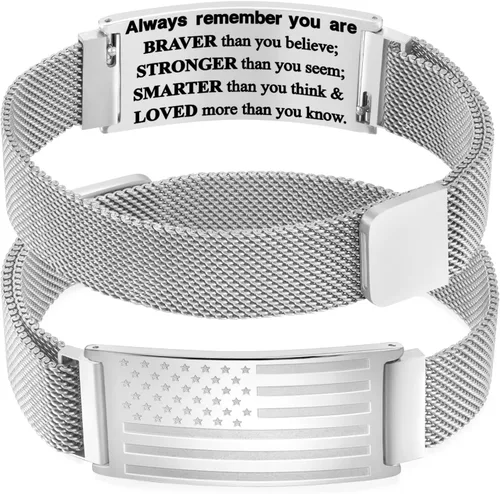 Miniatura 59 de DuoDiner Regalos de primera comunión, pulsera de cruz para niños y hombres, bandera estadounidense, versículo bíblico cristiano, regalos de joyería
