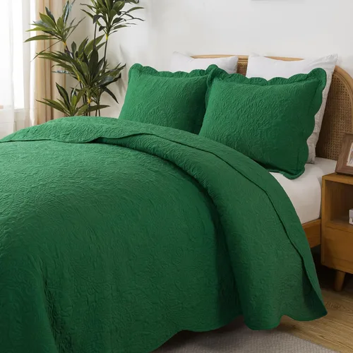 Miniatura 372 de HoneiLife - Juego de colcha de tamaño Queen, juego de ropa de cama de pana bordada de 3 piezas, colcha de lujo, ligera, cálida, para todas las Pana