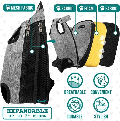 Miniatura 3 de PetAmi Mochila transportadora para perros, mochila transportadora frontal ajustable para mascotas y gatos, transportadora ventilada para el pecho