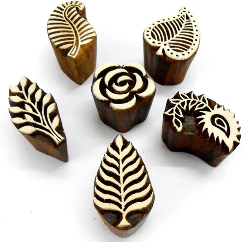 Miniatura 12 de CraftsofIndia® Bloques de madera de animales y pájaros para estampación, impresión en bloques en textiles, manualidades de cerámica, henna, pintura