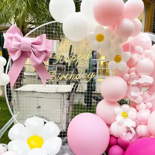 Miniatura 7 de LovesTown Juego de 140 globos rosados, globos de fiesta de 12 pulgadas, globos de látex grandes, kit de arco de guirnalda para decoraciones