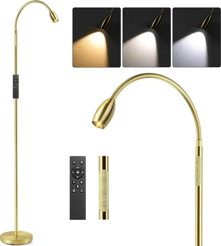 Lámpara de pie de lectura, lámpara LED de 72 pulgadas de alto con cuello de cisne flexible, foco con zoom regulable, lámpara de pie de haz de color