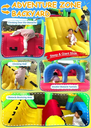 Miniatura 2 de Whubefy Carrera de obstáculos inflable gigante de 18 x 8.2 pies para niños grandes de 3 a 6 8 a 12 años con tobogán extragrande, túneles de arrastre