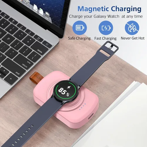 Miniatura 4 de Cargador portátil para Samsung Galaxy Watch, 1800 mAh para Samsung Galaxy Watch 7/Ultra/6/6 Classic/5/5 Pro/4/3, Active 2/1, magnético inalámbrico