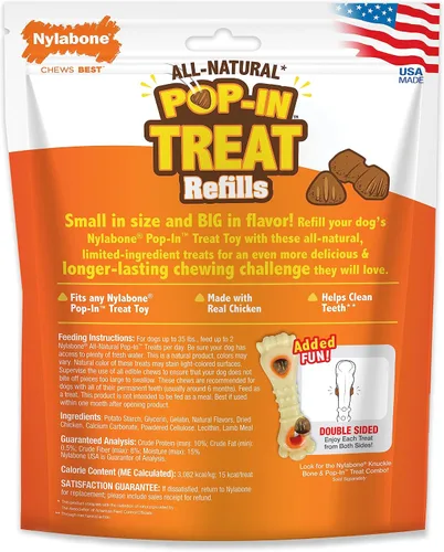 Miniatura 9 de Nylabone Rellén de Juguetes con Golosinas Pop-in, Golosinas para Perros Completamente Naturales para Juguetes Dispensadores de Golosinas, Sabor