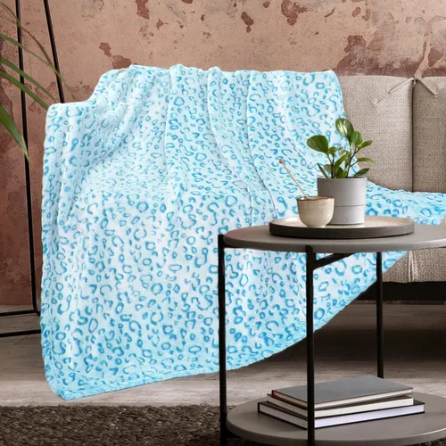 Miniatura 7 de ZHIKU Manta de Tiro Azul Tamaño Queen Suave de Forro Polar Mantas de Tiro para Cama Leopardo azul
