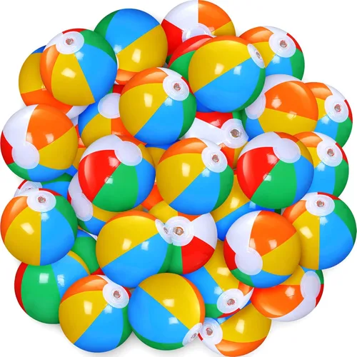 Honoson Paquete de 50 mini bolas de playa para niños de 5 pulgadas, pequeñas bolas de playa inflables a granel para la piscina, regalos de fiesta de