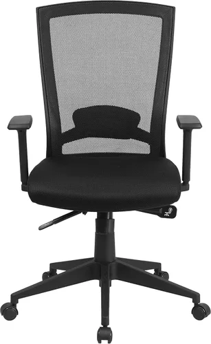 Miniatura 5 de Flash Furniture Cleo Silla de oficina ergonómica giratoria ejecutiva de malla negra con ajuste de ángulo trasero y brazos ajustables