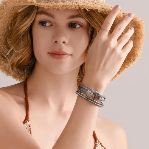 Miniatura 112 de FANCY SHINY - Pulsera de cuero estilo bohemio, pulsera de cuentas de cristal con cierre magnético, regalos de joyería para mujer