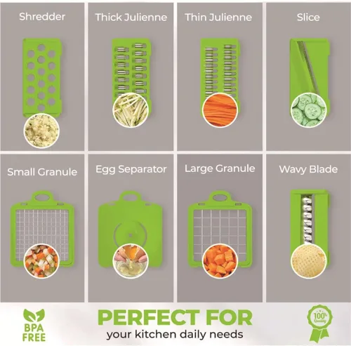 Picadora y rebanadora de verduras 16 en 1, cortador de alimentos multiusos con cesta de drenaje para una fácil preparación de comidas, sin BPA,