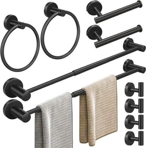 Miniatura 10 de Juego de accesorios de baño de 10 piezas, juego de accesorios de baño de níquel cepillado, incluye barras de toalla de mano de 16 pulgadas, soportes