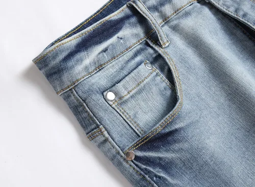 Miniatura 91 de Baylvn - Pantalones de mezclilla entallados y estampados para hombre con corte recto