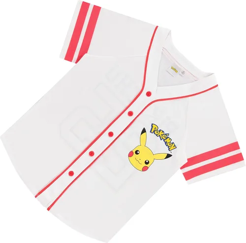 Miniatura 6 de Pokemon Camiseta de béisbol Pikachu para mujer, con botones y malla de pokeball Ash Pikachu, Charizard, con botones